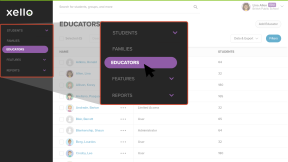 Left menu in Xello. Educators is highlighted with cursor hovering over